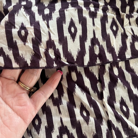 Loft Dark Purple & White Aztec Design, Cotton summer Blouse women’s SZ Small - Picture 11 of 14